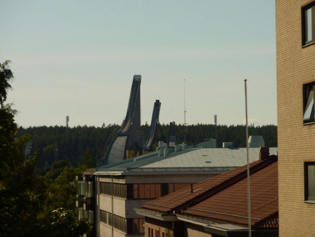 Blick vom Rathaus Lahti zum Skistadion